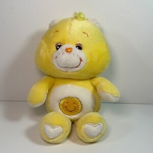 Care Bears Funshine Bear Yellow Plush 2002 Play Along Smiling Sun 8 Inch Toy